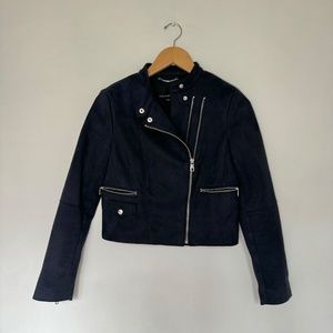 Banana Republic Vegan Suede Collarless Moto Jacket